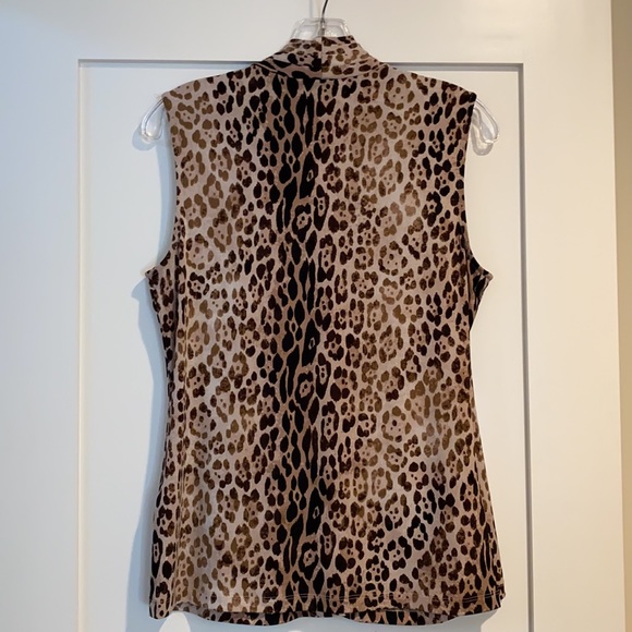Calvin Klein Leopard Print Wrap Top - Picture 2 of 8